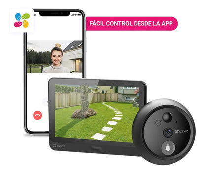 Timbre Mirilla Wifi Ezviz Hp4 Graba Contestas Desde App. Color Negro