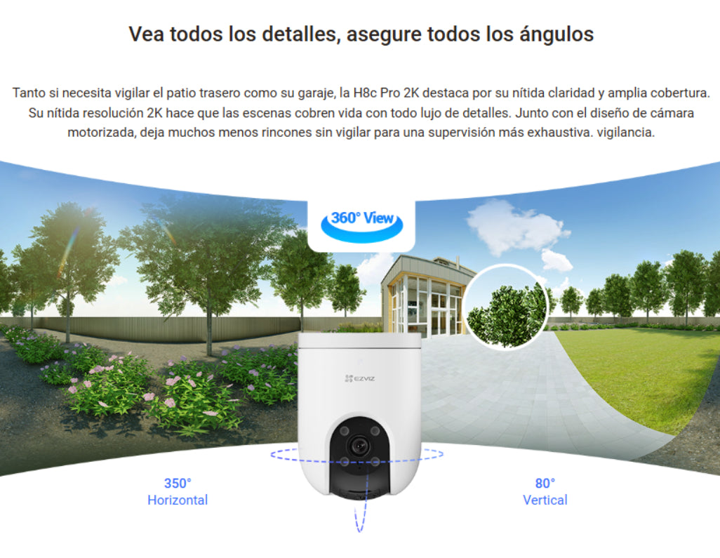 Cámara Panorámica Pt 360 Wifi H8c Pro 2k Ia Ezviz