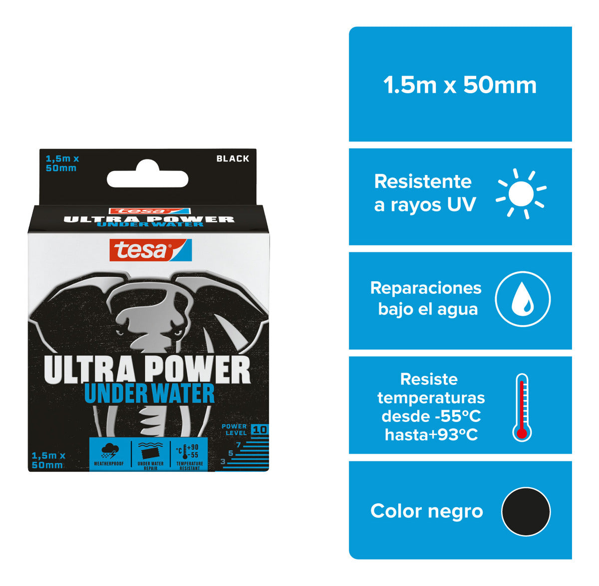 Cinta Ultra Power Reparación Bajo El Agua 1,5m X 50mm