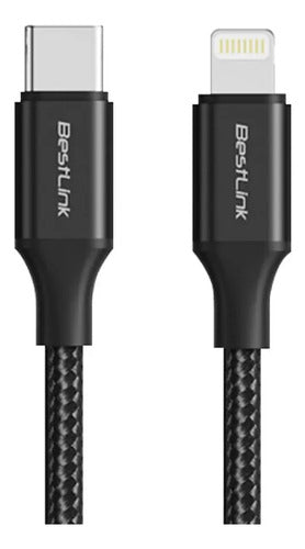 Cable Carga Rapida Usb-c A Lightning 27w 1 Metro Trenzado Negro