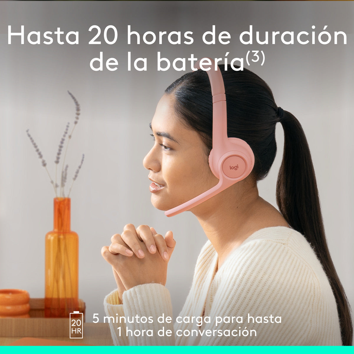 Audífonos Inalámbrico Con Micrófono Zone 300 Logitech Rosado