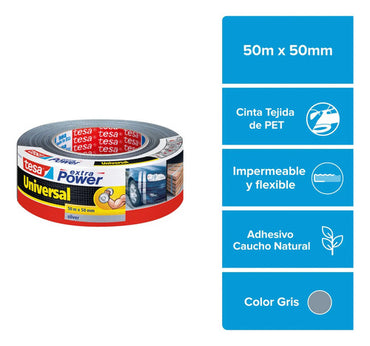 Cinta Duct Tape Tesa Universal Gris Extra Fuerte De Tesa Gris Liso