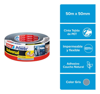 Cinta Duct Tape Tesa Universal Gris Extra Fuerte De Tesa Gris Liso