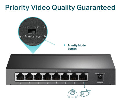 Switch 8 Puertos Tp-link Tl-sf1008p 10/100mbps 4 Poe+