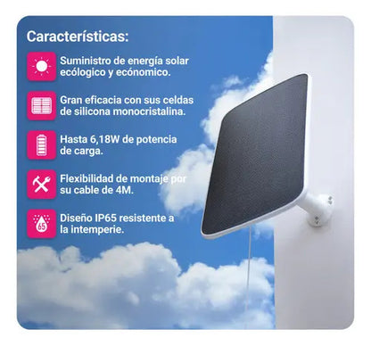 Panel Solar Para Cámaras Carga 5v 6.18w Impermeable Ezviz Ezviz