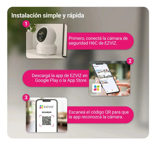 Cámara Seguridad Wifi H6c Pro 2k Con Micro Sd 64 Gb Ezviz Blanco