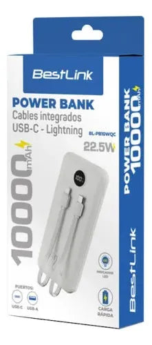 Power Bank 10000mah Bestlink 22.5w Carga Rapida Bateria Blanco