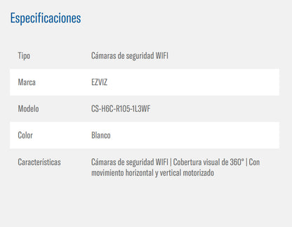 Cámara Seguridad Wifi Ezviz Interior H6c Pro 2k Detección Ia