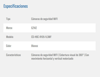 Cámara Seguridad Wifi H6c Pro 2k Con Micro Sd 64 Gb Ezviz Blanco