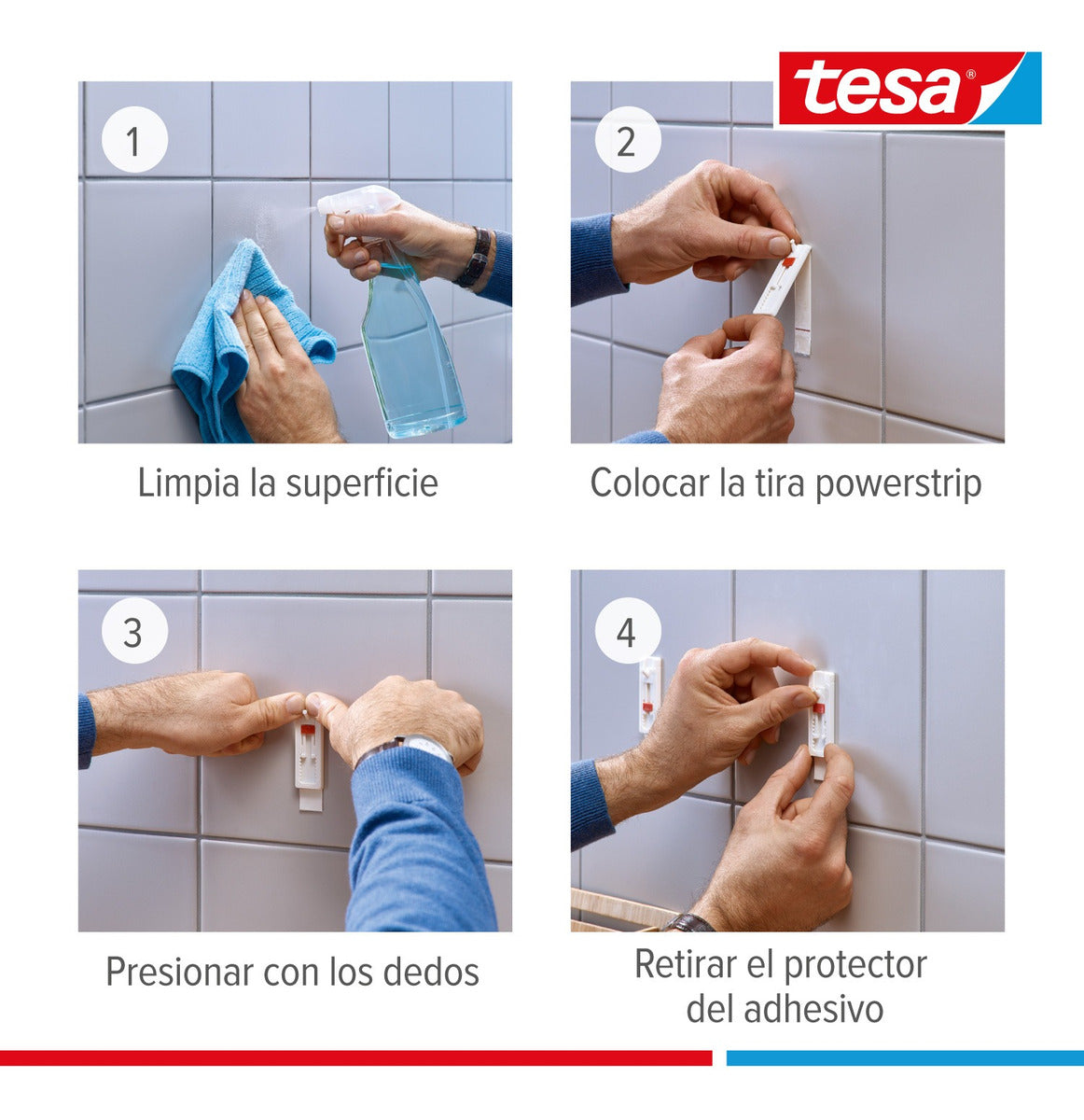 Pack 4 Blíster Clavo Adhesivo Para Azulejos Y Metal 3kg Tesa