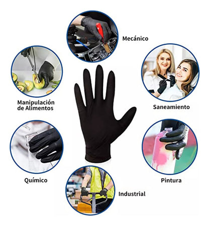 Guantes Nitrilo Talla M Caja 100 Unidades Negro