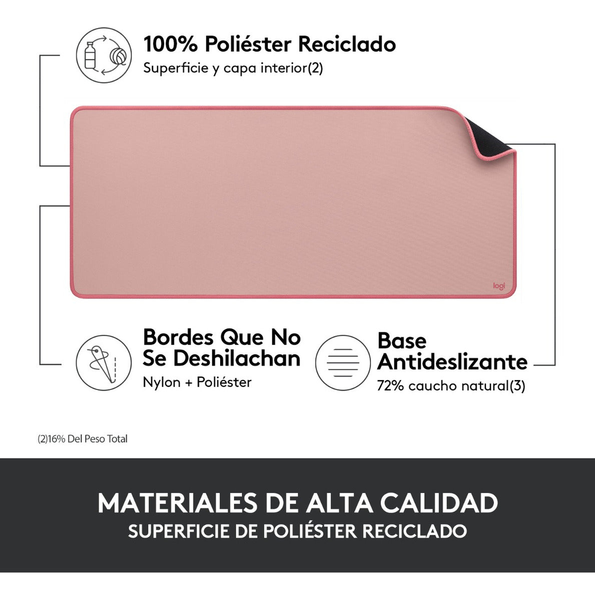 Alfombrilla Escritorio Mouse Pad Logitech Rosa Grande Xl