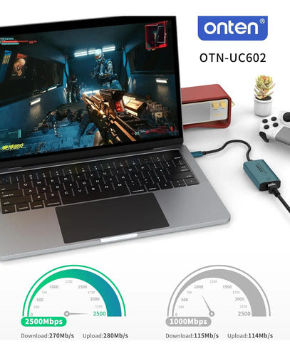 Adaptador Usb C A Rj45 Ethernet 2.5 Gbps Otn-uc602 Oten