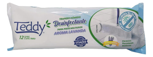 Trapero Húmedo Desinfectante Teddy Lavanda 12 Unidades