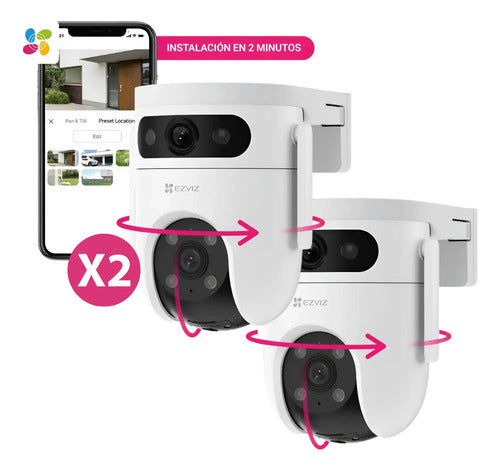 Pack 2 Cámara Inteligente Exterior H9c 3k Full Hd Wifi Ezviz Blanco