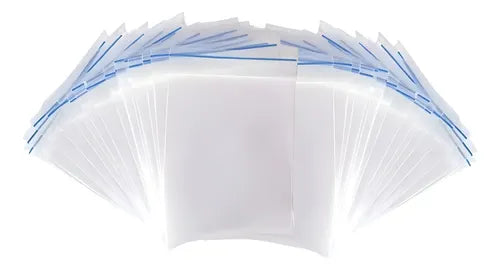 Bolsa Cierre Zipper Hermética 18x20 Cm X200 U. Transparente Borde Azul