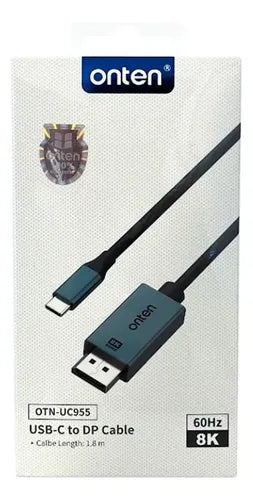 Cable Usb-c A Displayport 8k 60hz 1.8m Onten Otn-uc955 Azul Petróleo