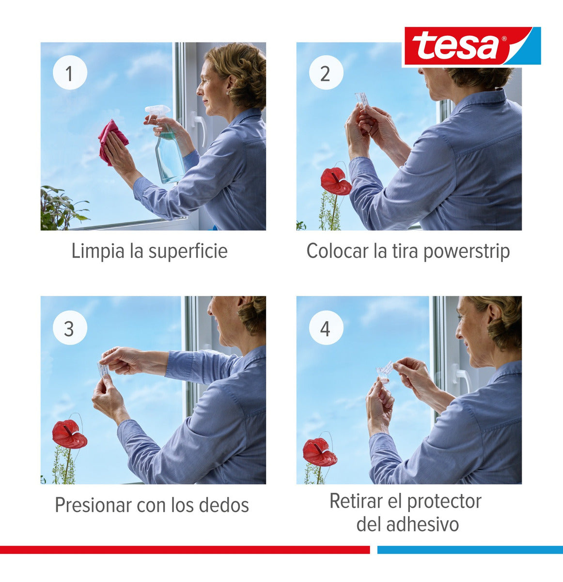 Pack X 2 Gancho Adhesivo Superficies Transparentes Tesa