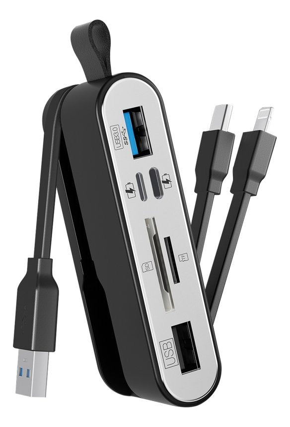 Hub 6 En 1 Entrada Usb 3.0 Usb C Ligthning Pc Smartphone