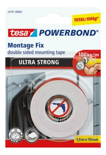 Pack 2 Unidades Cinta Adhesiva Doble Cara 1,5mtx19mm Tesa Blanco