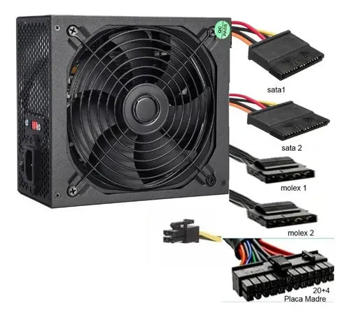 Fuente Poder Computadora Atx 650w Piv Conector 24 Pines X2 U Negro