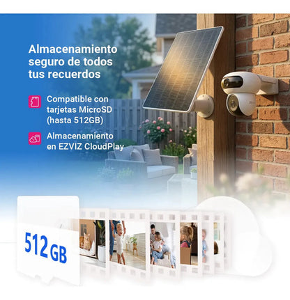 Camara Seguridad Kit Dual Hb90 2k+ 4g/wifi Panel Solar Ezviz Blanco