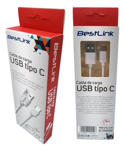 Cable Carga Rápida Usb A Usb Tipo C 1 Metro Bl-ch600w