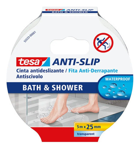 Cinta Antideslizante Baño Transparente 5mt X 25mm Tesa Transparente