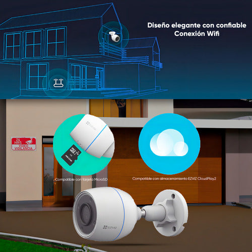 Cámara Seguridad Exterior Wifi H3c 2mp Visión Nocturna Ezviz Blanco