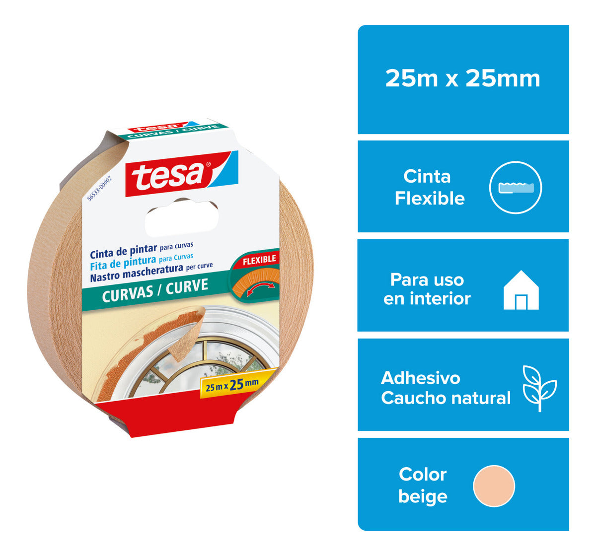 Masking Tape Curvo Tesa 25m X 25mm
