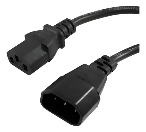 Cable Poder Extensión 1.8 Mt Pc Ups Reforzado C13 A C14 Negro