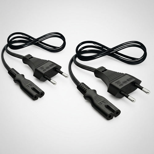 Pack 2 Cable Poder Tipo 8 Enchufe Nacional