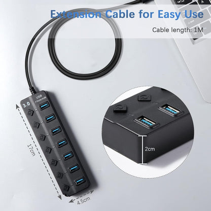 Hub 7 En 1 Usb 3.0 Con 1 Usb 3.0 Y 6 Usb 2.0 Luz Led