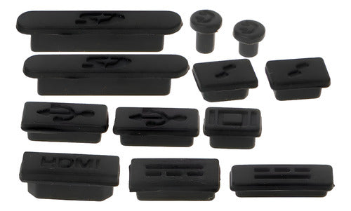 Tapon Silicona Antipolvo 12 Piezas Para Notebook Macbook - - Negro