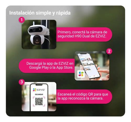 Ezviz H90 Dual 2k+ Cámara De Seguridad Wifi 4mp+4mp Pt 360° Color Blanco