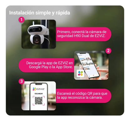 Ezviz H90 Dual 2k+ Cámara De Seguridad Wifi 4mp+4mp Pt 360° Color Blanco