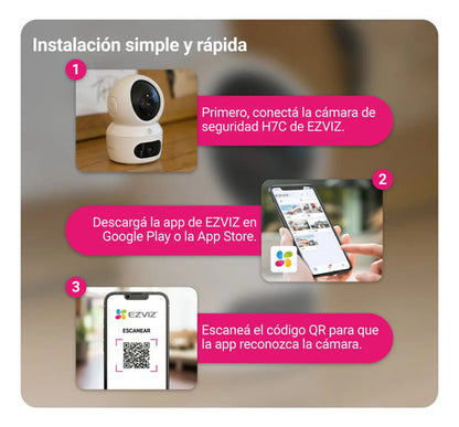 Cámara Pt Inteligente Wifi H7c Dual 2k + Panoramica Ezviz Blanco