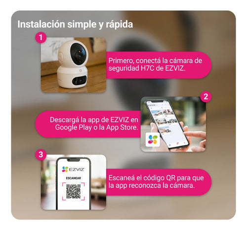 Cámara Pt Inteligente Wifi H7c Dual 2k + Panoramica Ezviz - Blanco