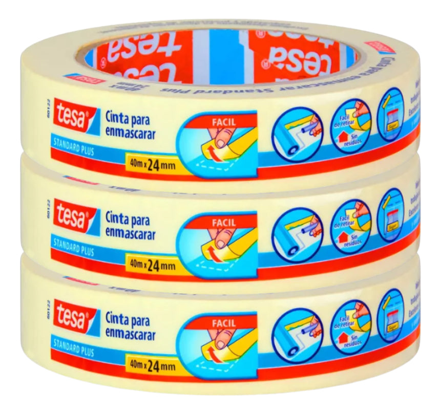 Pack 3 Unidades Cinta Enmascarar Tesa 40m X 24mm
