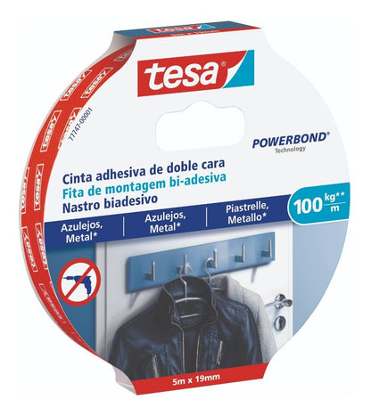 Cinta Doble Contacto Tesa Azulejos-metal 5mtx19mm 100 Kg/m