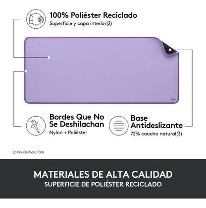 Mouse Pad Alfombrilla Escritorio Grande Logitech Lavanda