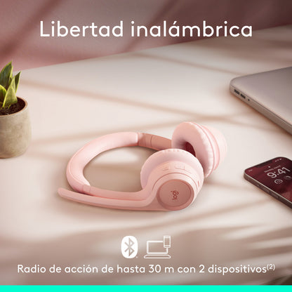 Audífonos Inalámbrico Con Micrófono Zone 300 Logitech Rosado