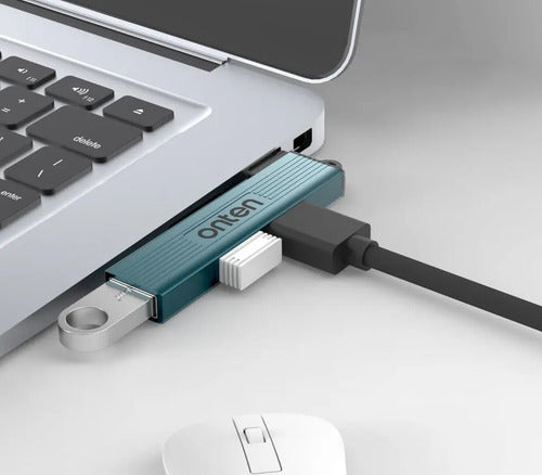 Hub Usb 2 Puertos Usb 2.0 + 1 Usb 3.0 Otn-us51 Plug And Play Azul Petróleo