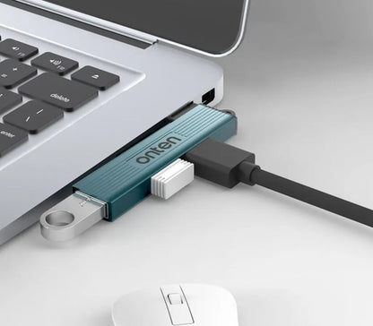 Hub Usb 2 Puertos Usb 2.0 + 1 Usb 3.0 Otn-us51 Plug And Play Azul Petróleo