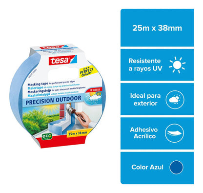Cinta Masking Tape Exterior 25mt X 38mm Tesa Azul Acero Masking Tape