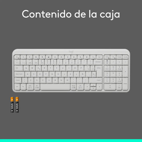 Teclado Inalámbrico Ligero Compacto Bluetooth Logitech K250 Blanco Español España