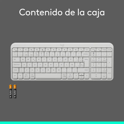 Teclado Inalámbrico Ligero Compacto Bluetooth Logitech K250 Blanco Español España