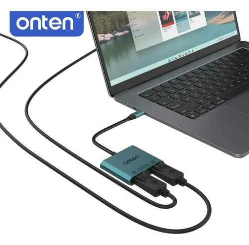 Conversor Adaptador Usb-c A 2 Puertos Displayport 4k Uc915 Azul Petróleo
