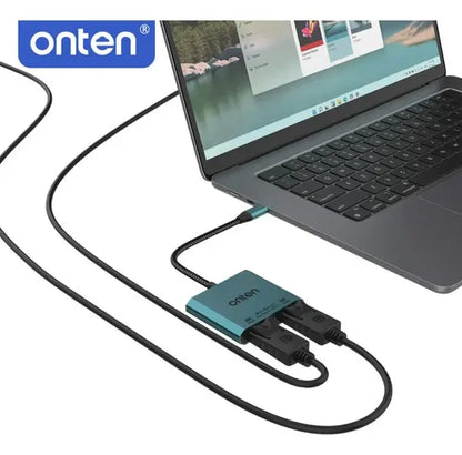 Conversor Adaptador Usb-c A 2 Puertos Displayport 4k Uc915 Azul Petróleo