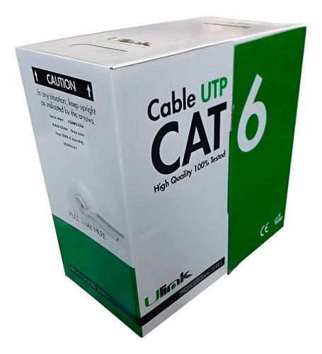 Cable Red Cat6 Utp 23 Awg Cca Caja 305 Mts 4x2x0.52mm Ulink